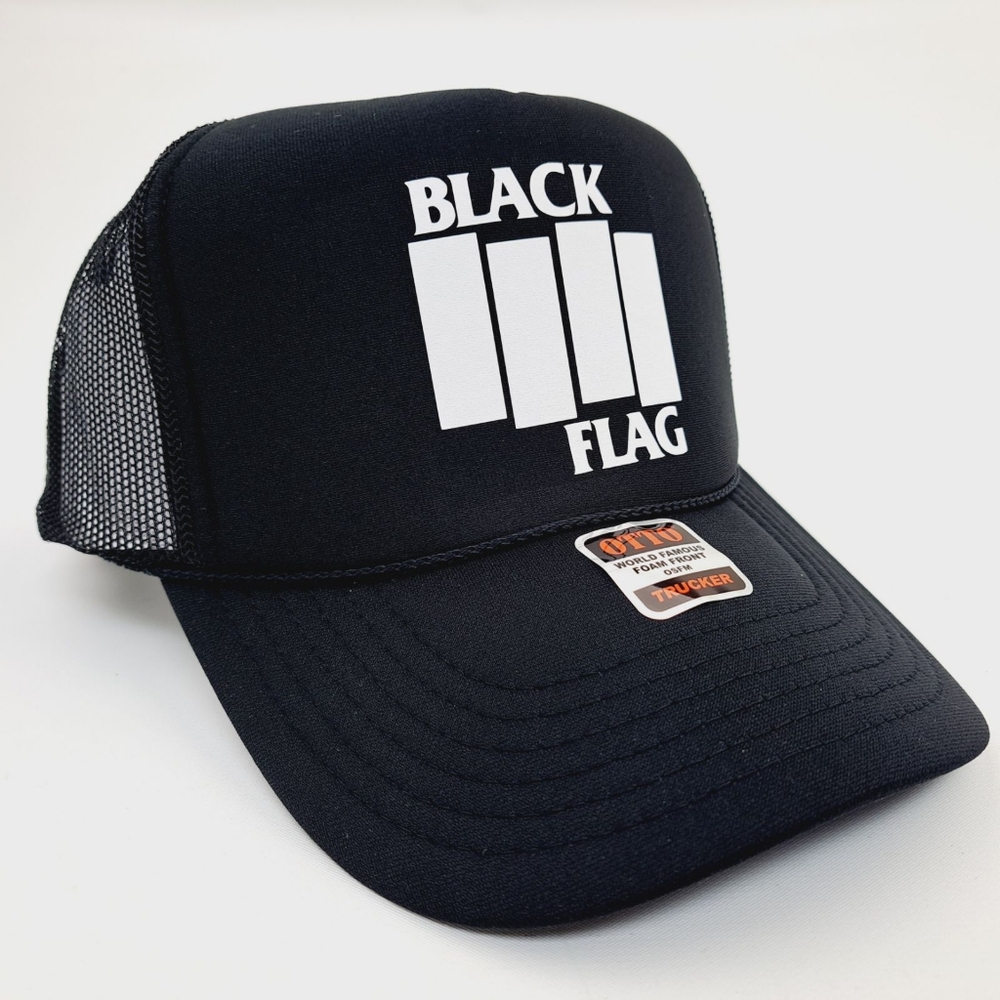 California Punk Rock Black Flag Foam Mesh Snapback Trucker Hat Cap Black HTV - Picture 4 of 5